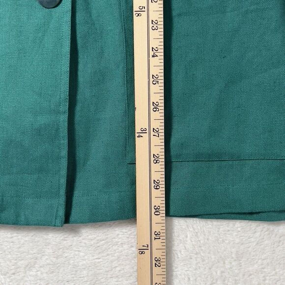 Doncaster Tunic 100% Linen Top Womens Sz 12 Green 3/4 Sleeves Mandarin Collar - Picture 11 of 13